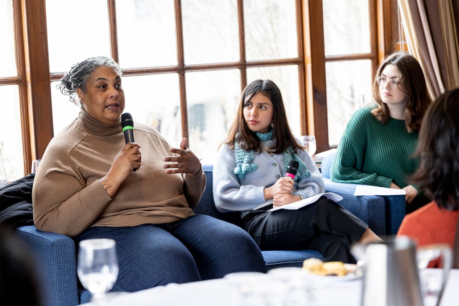 Roxane Gay speaks during the Harvard College Women’s Center’s Peggy Schmertzler Leadership Seminar featuring Roxane Gay at the Harvard Faculty Club at Harvard University.