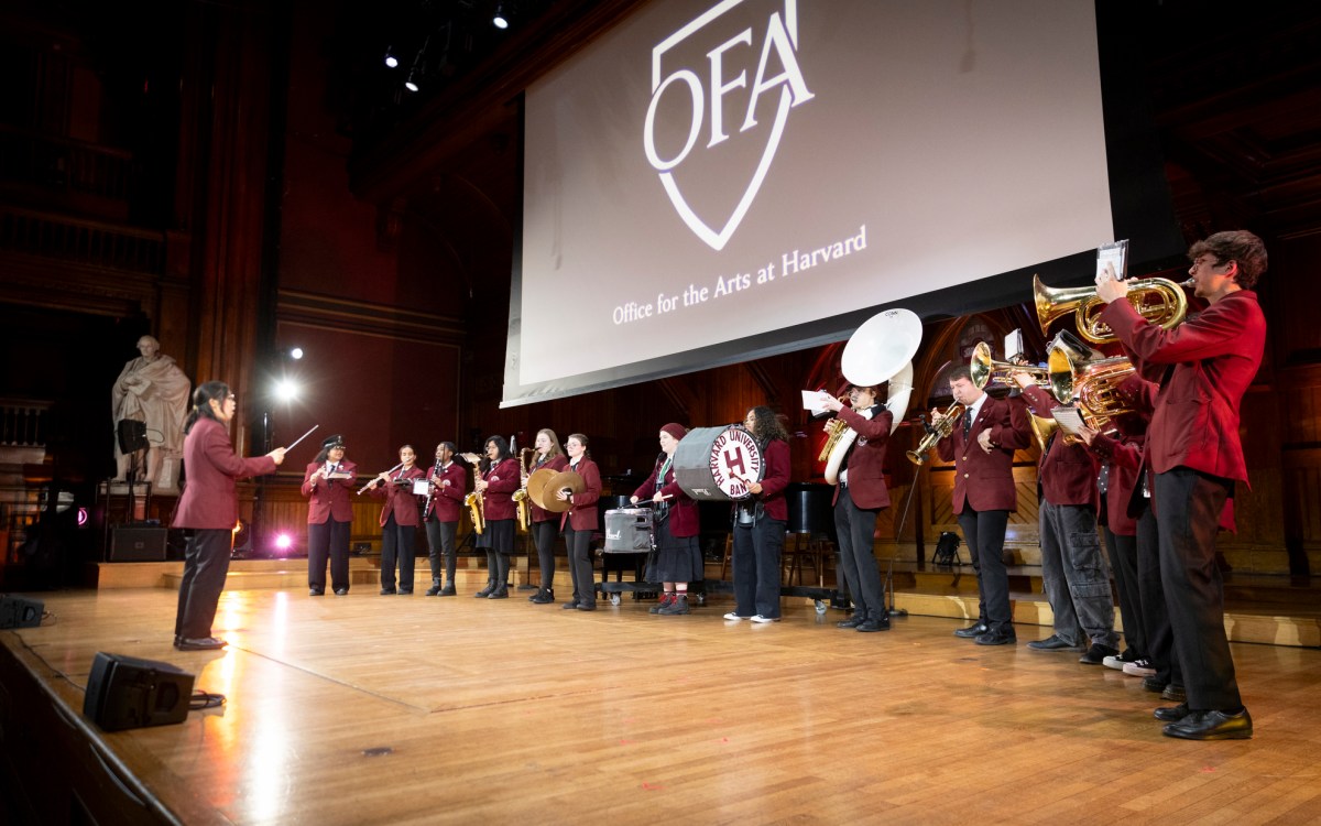 The Harvard University Band performing during the event.