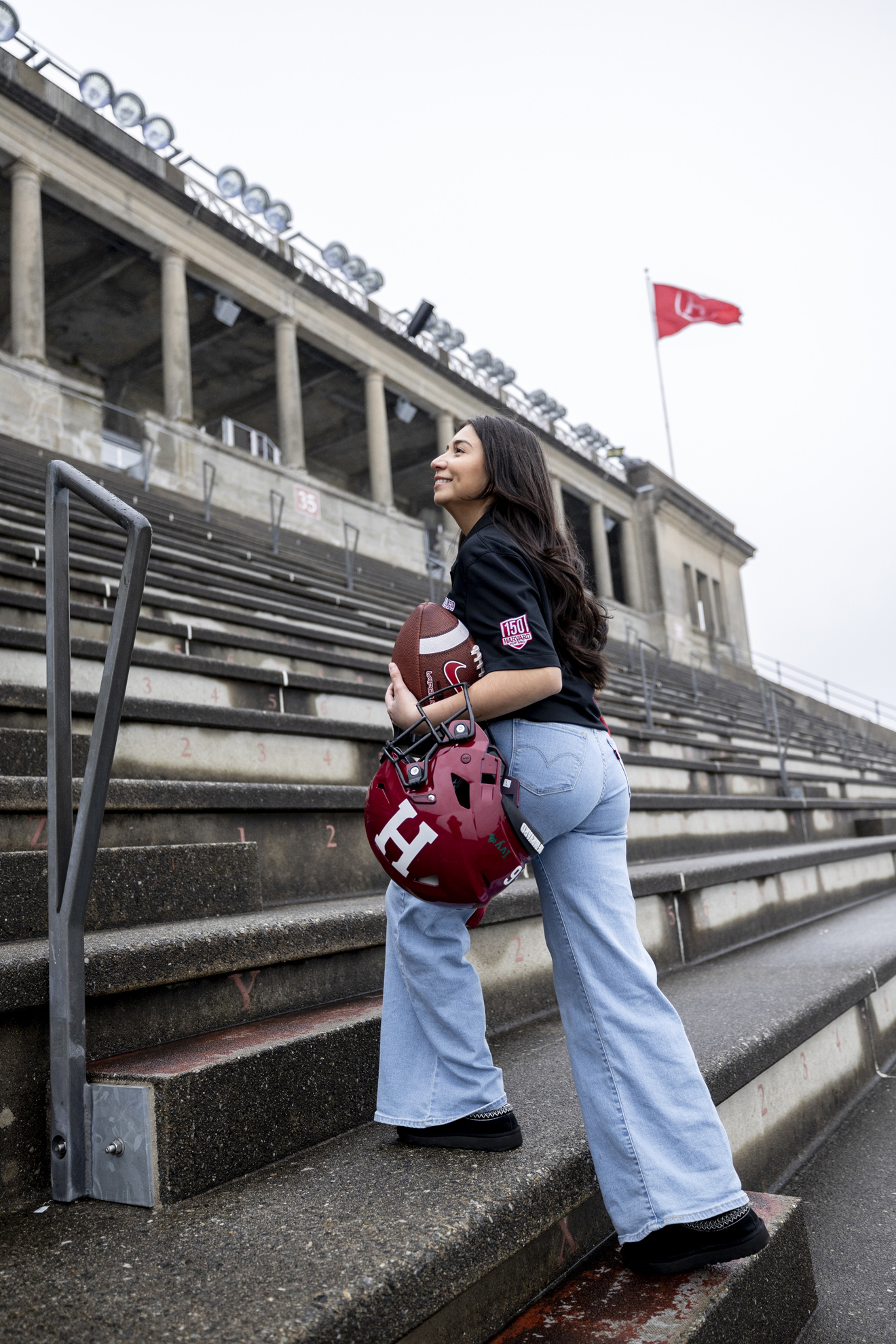 Debora Ortega-Maldonado is pictured in Harvard Stadium.