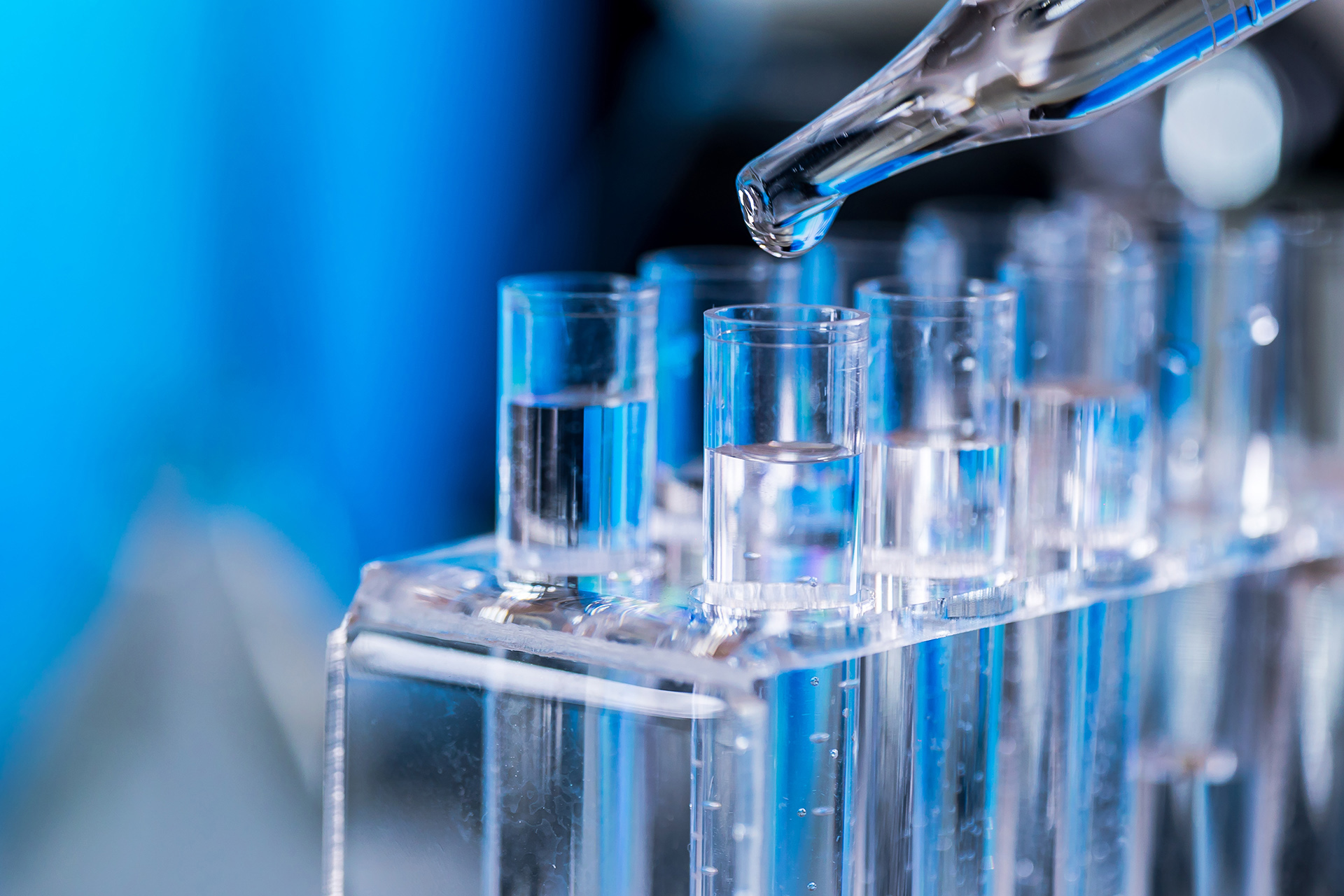 Detail of test tubes in lab.