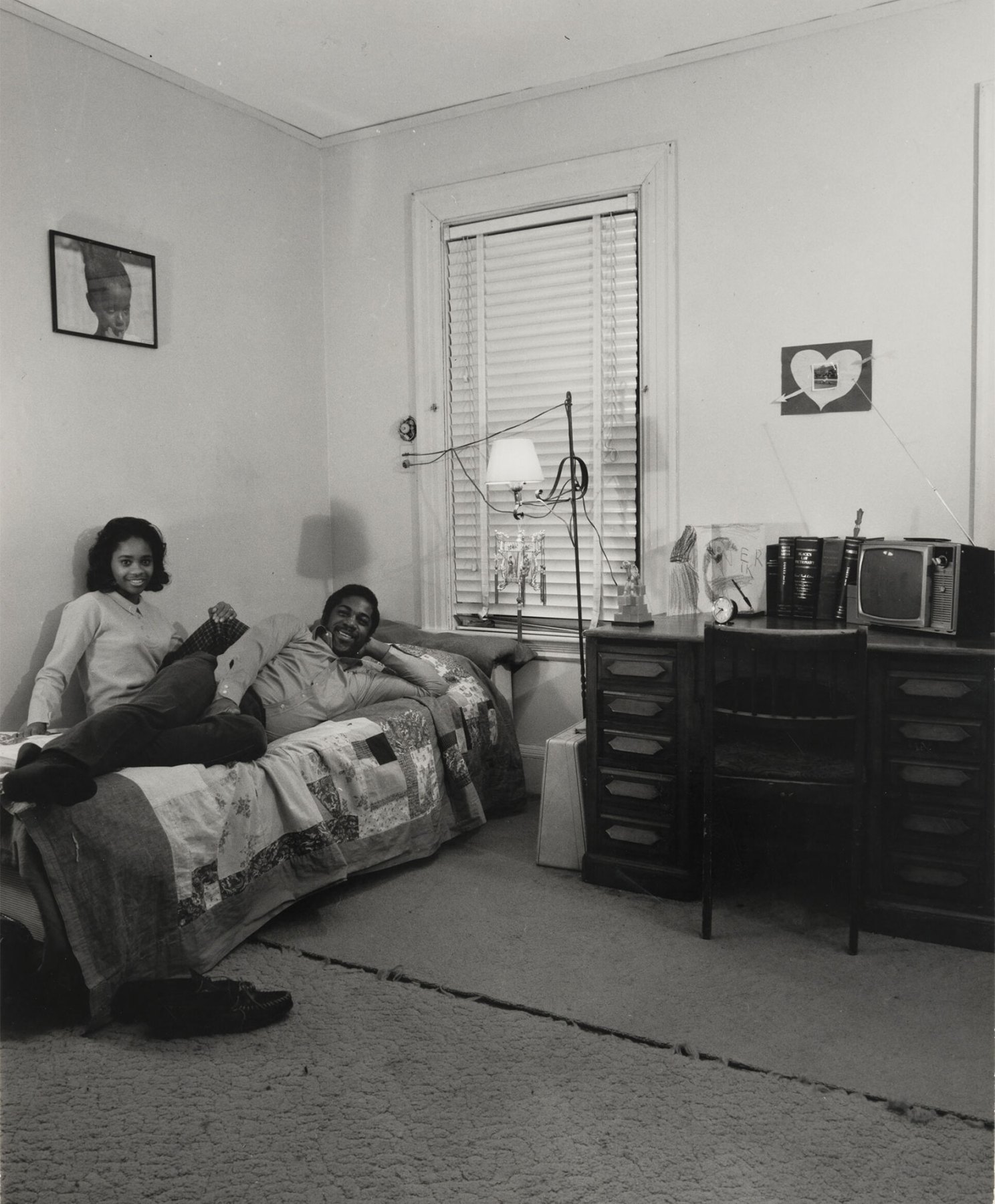 “Mike and Alease, 44 Irving Street, Cambridge, MA,” 1971, gelatin silver print.