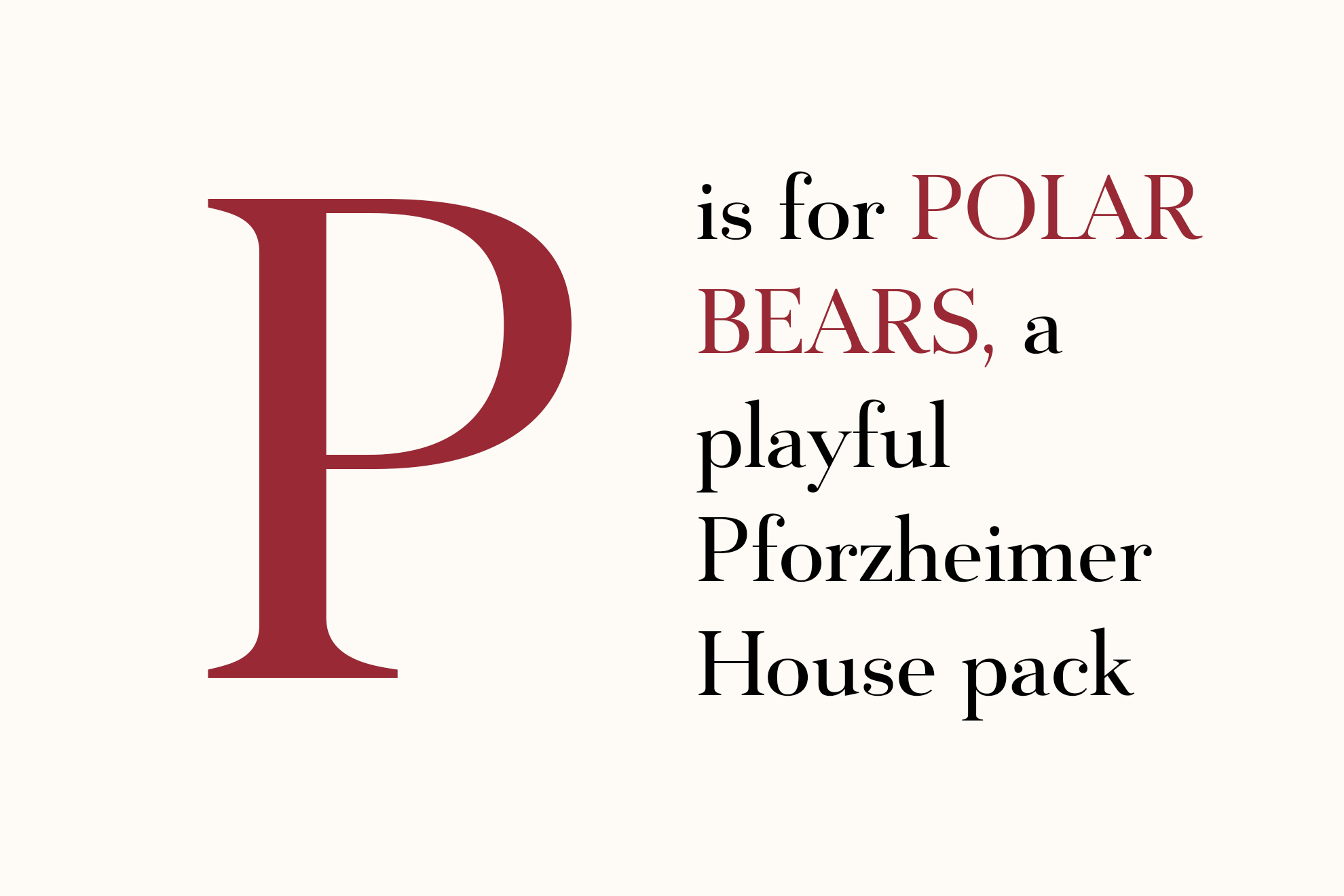 P is for POLAR BEARS, a playful Pforzheimer House pack.