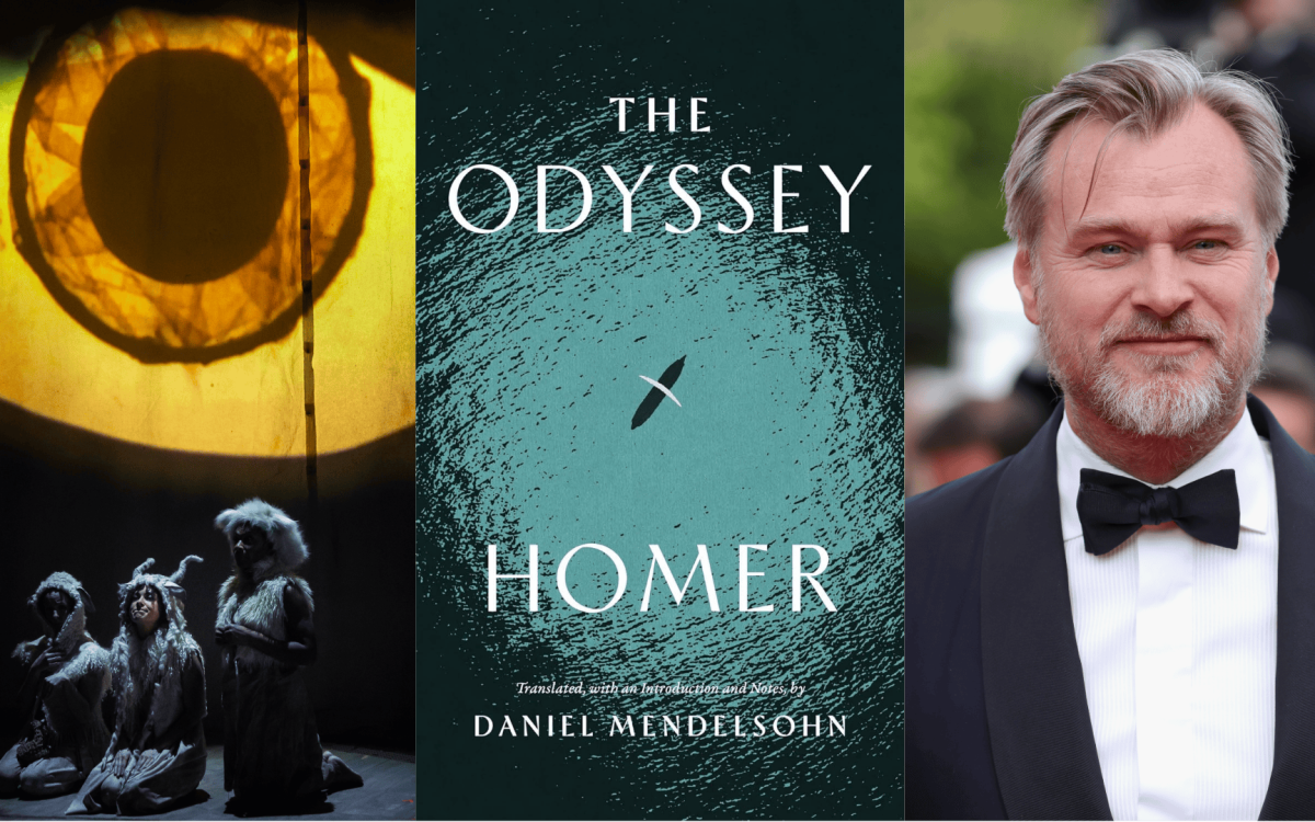 Collage of Odyssey adaptations from the A.R.T, Mendlesohn's new book, and Christoper Nolan.