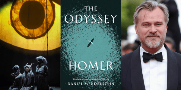 Collage of Odyssey adaptations from the A.R.T, Mendlesohn's new book, and Christoper Nolan.