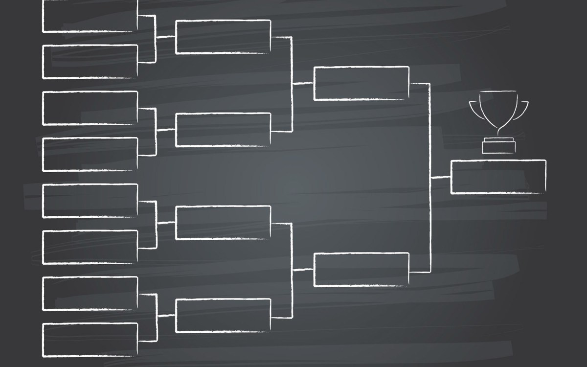 Chalk drawing of quarter final chart.