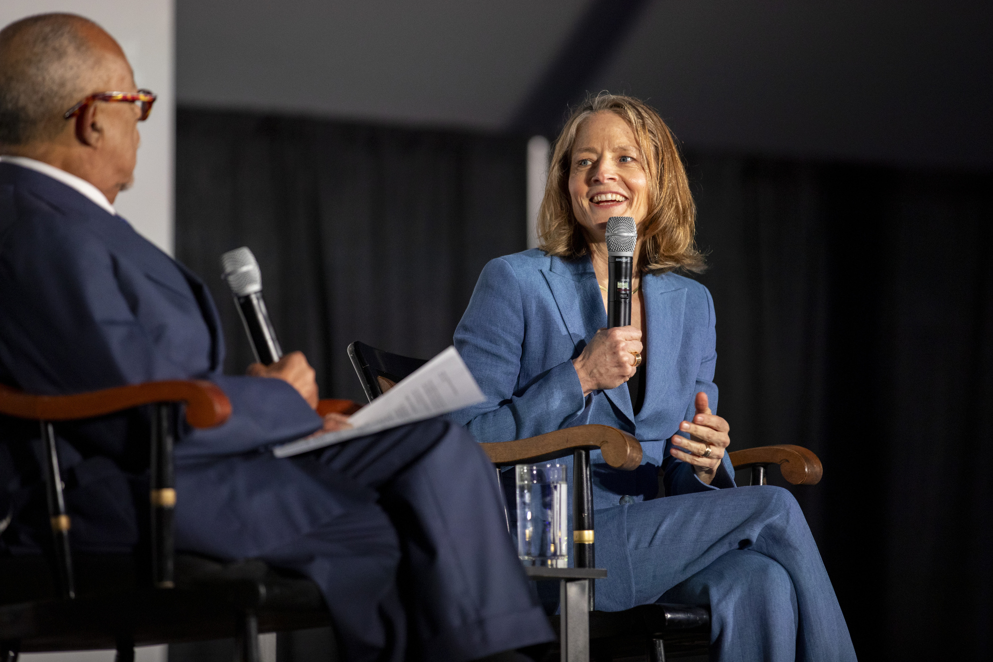 Jodie Foster (right) talks with Henry Louis Gates Jr.