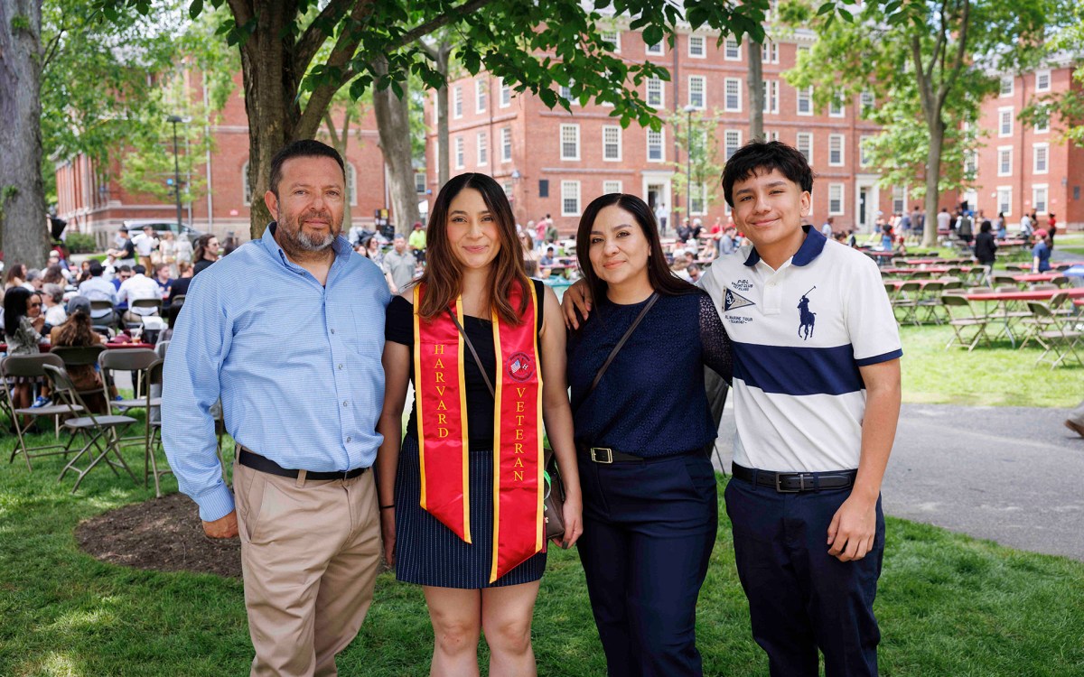 Ayleen Villarreal with family in Harvard Yard.