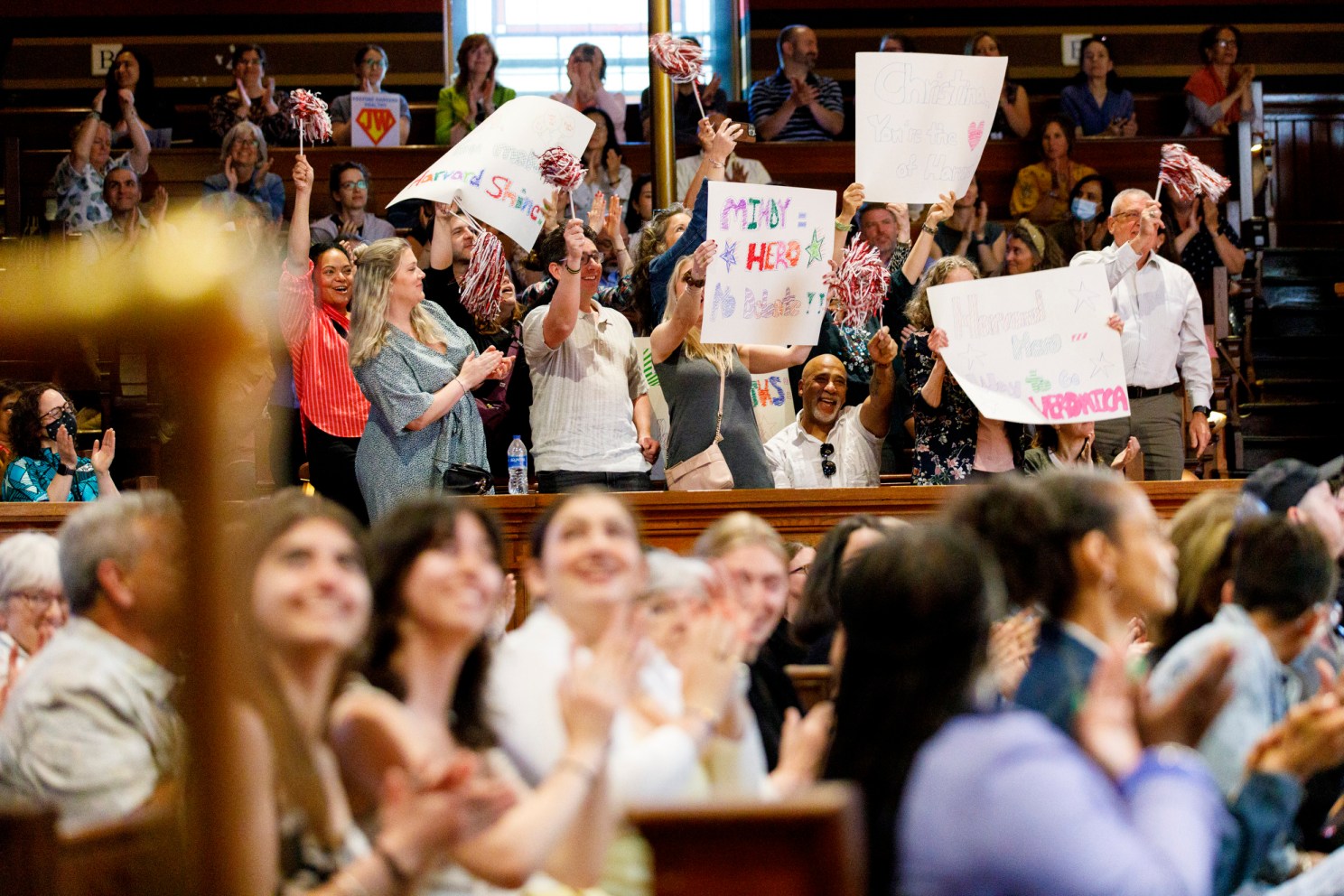 Audience cheers at Harvard Heroes.