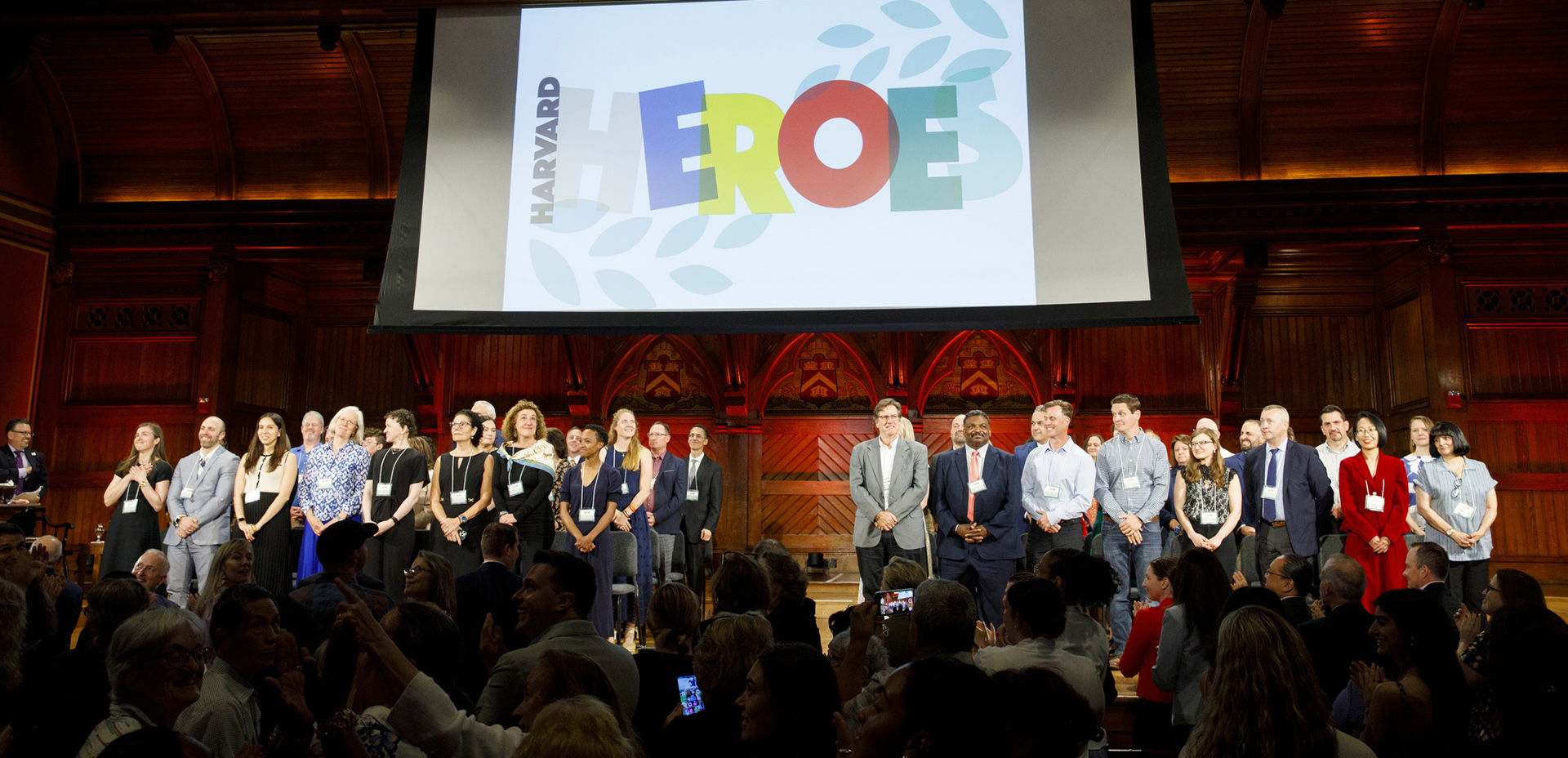 Harvard Heroes honorees on stage.