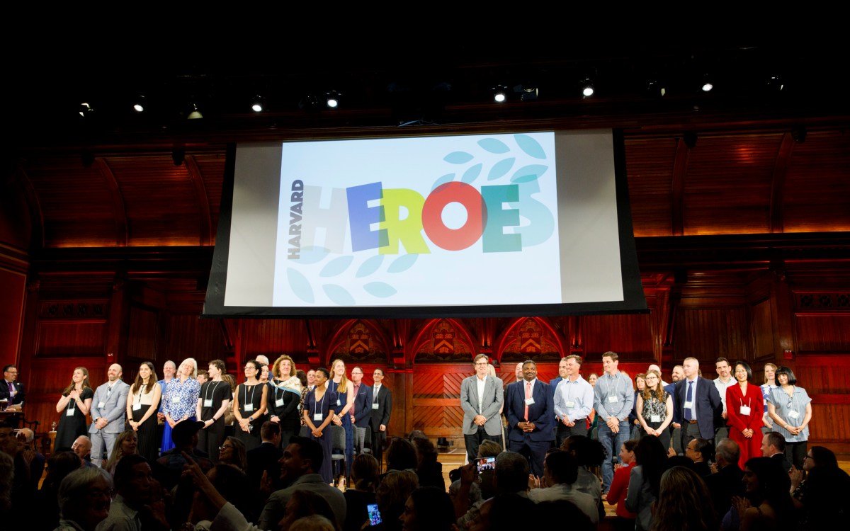 Harvard Heroes honorees on stage.