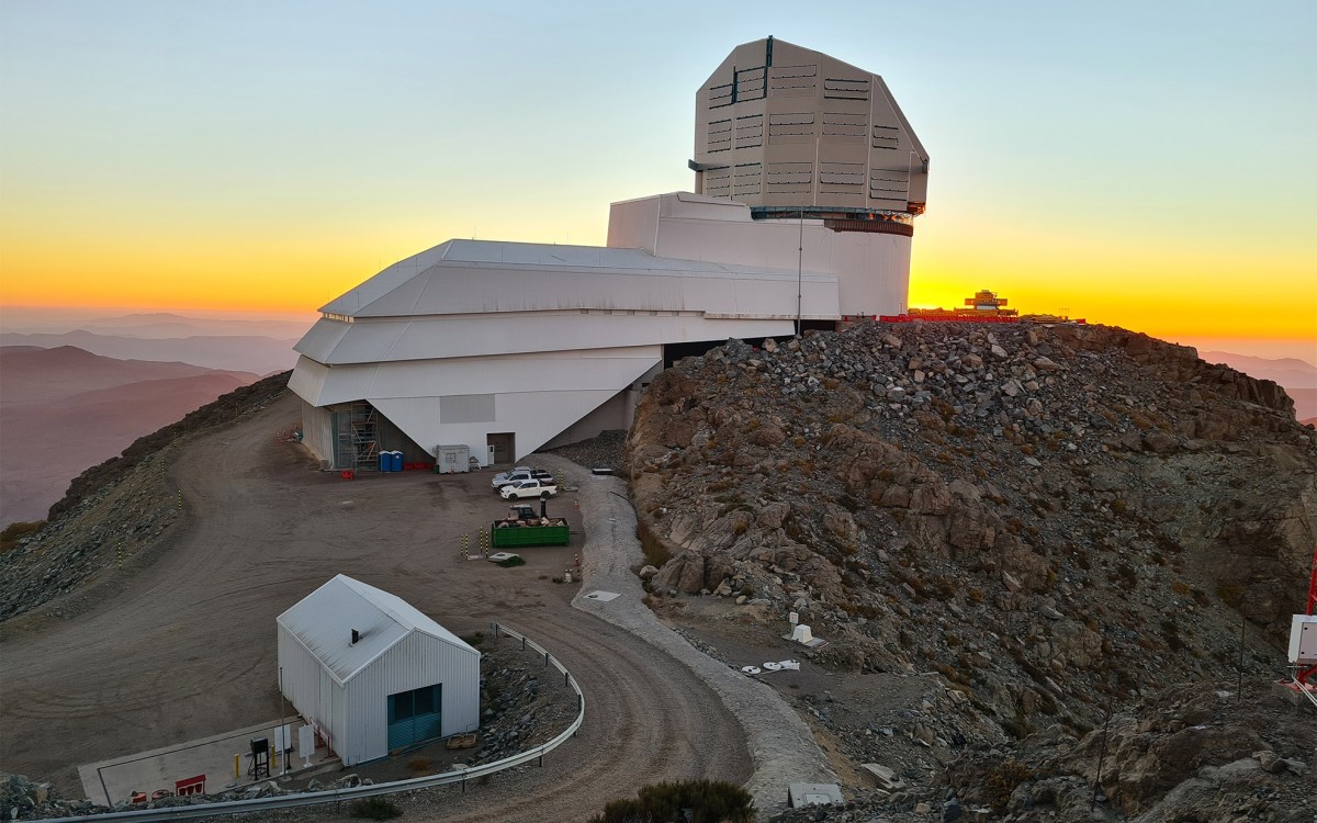 Twilight photo of Rubin Observatory.