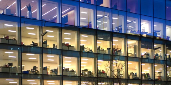 Office building at night.