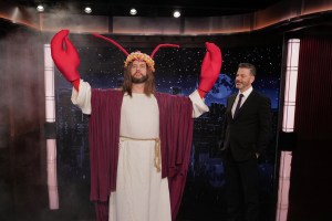 Will Burke dressed as "Crab Jesus" on Jimmy Kimmel Live!