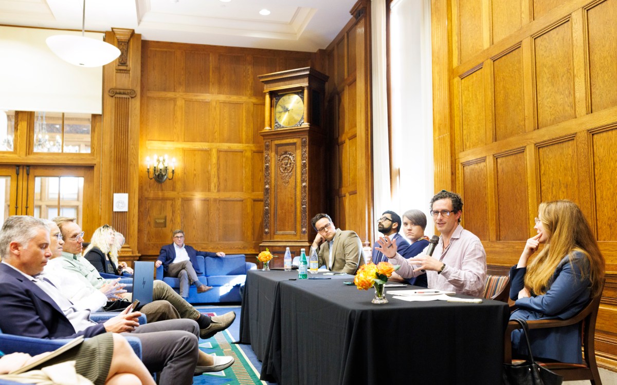 E. Glen Weyl, the research lead at Microsoft Research Special Projects, speaks during a panel discussion.