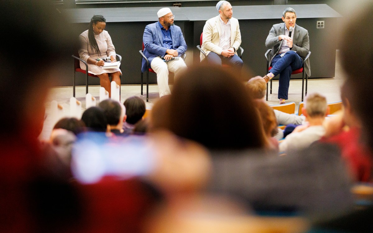 Reverend Matthew Ichihashi Potts (from right), Rabbi Getzel Davis, Imam Khalil Abdur-Rashid, Rabbi Getzel Davis, and Alta Mauro.