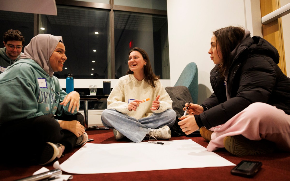 Nazifa Muntaha ’29 (from left), Noa Rone ’29, and Brooke Johnstone ’29