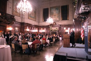 DCE Dean Nancy Coleman addresses attendees at the Harvard Club of Boston.