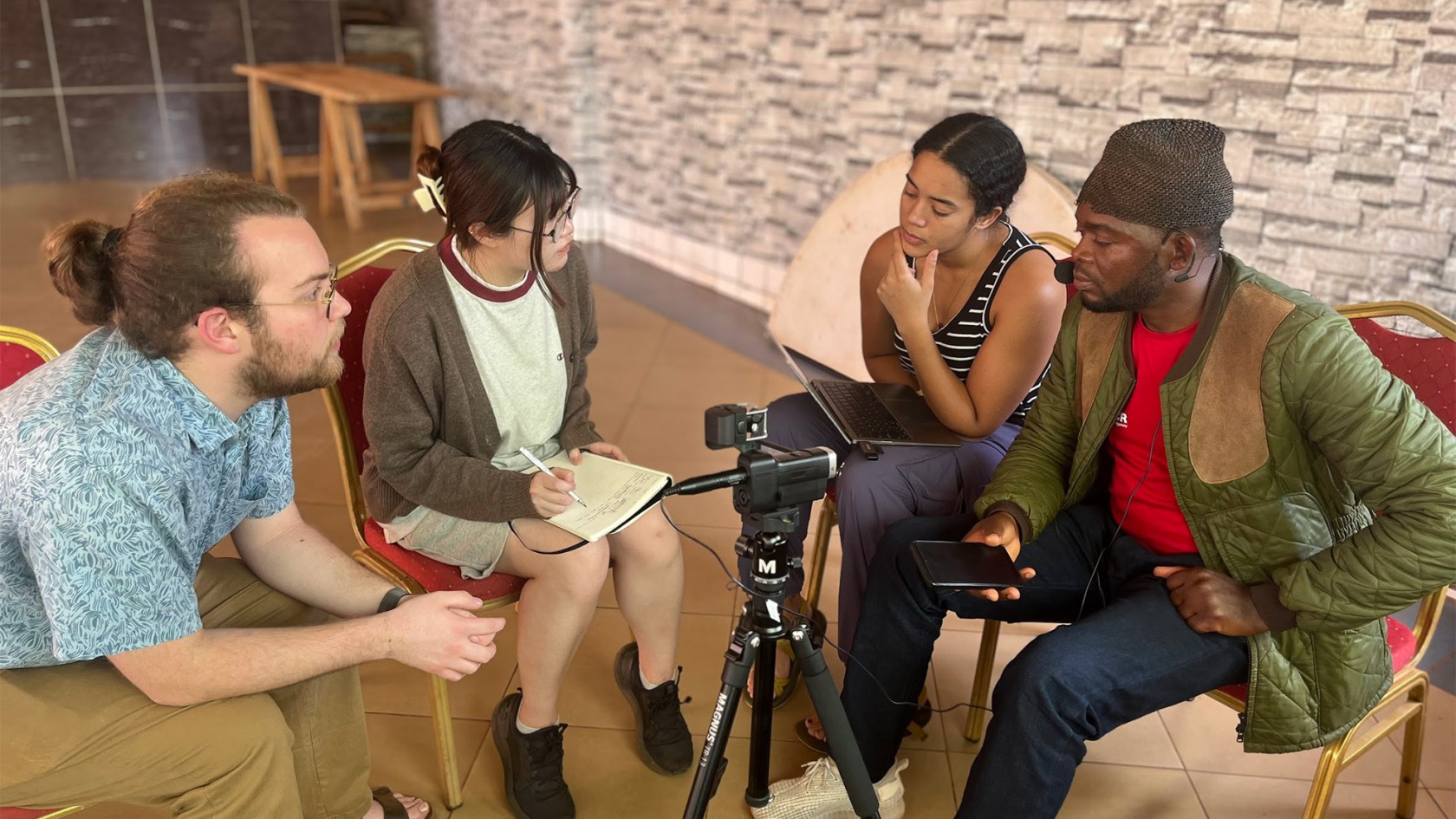 Sam Lyczkowski, Xiaotian “Alice” Wang, and Lexi Williams interview a research participant