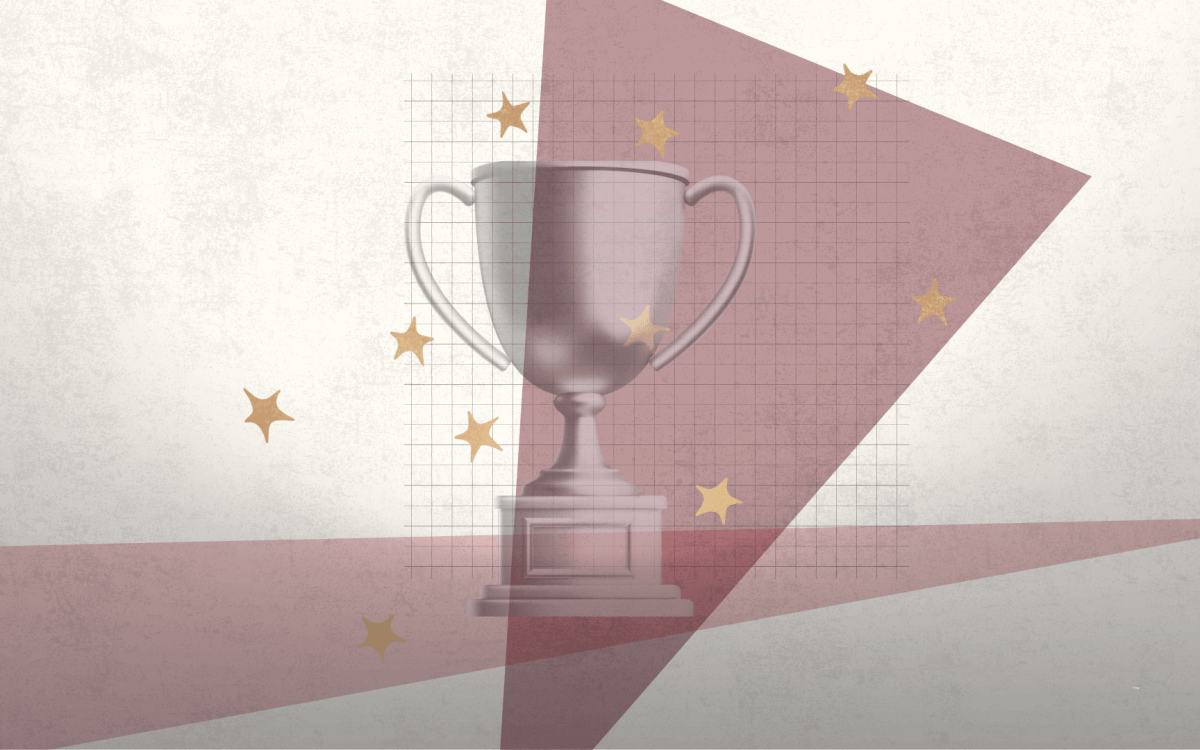 faded trophy with gold stars