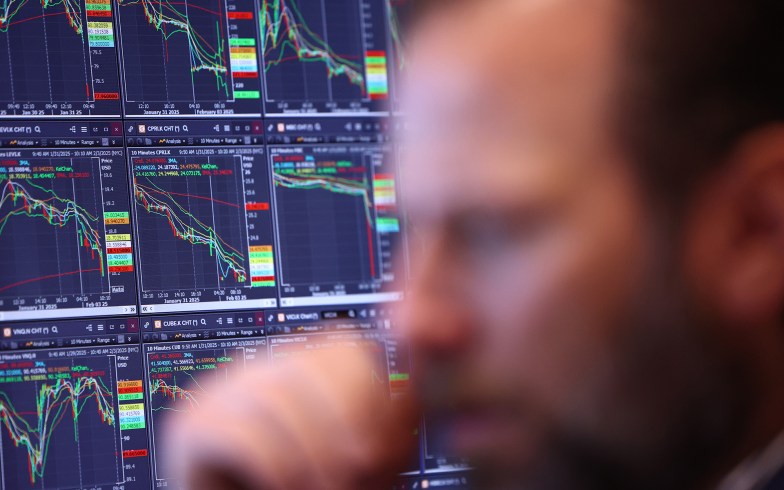 Trader working on the floor of the New York Stock Exchange.