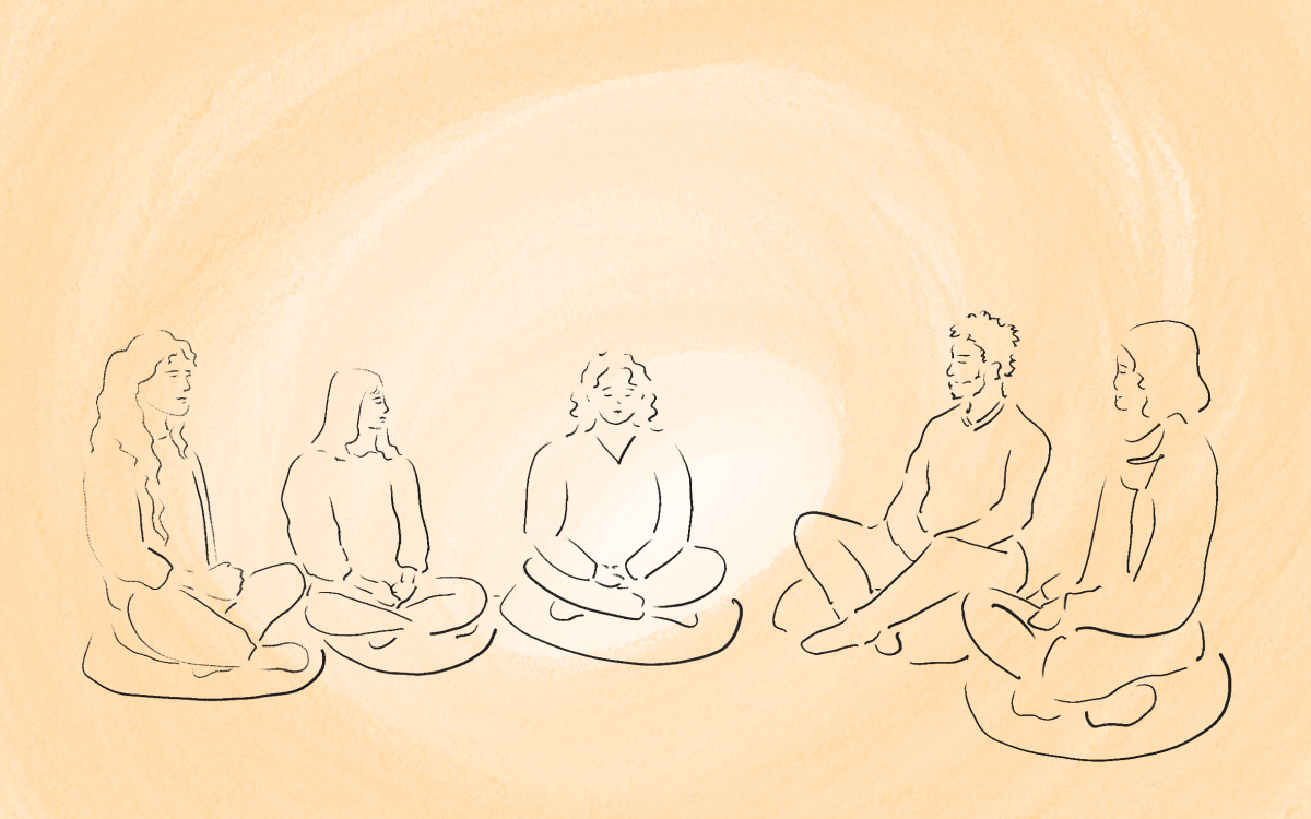 group of people meditating