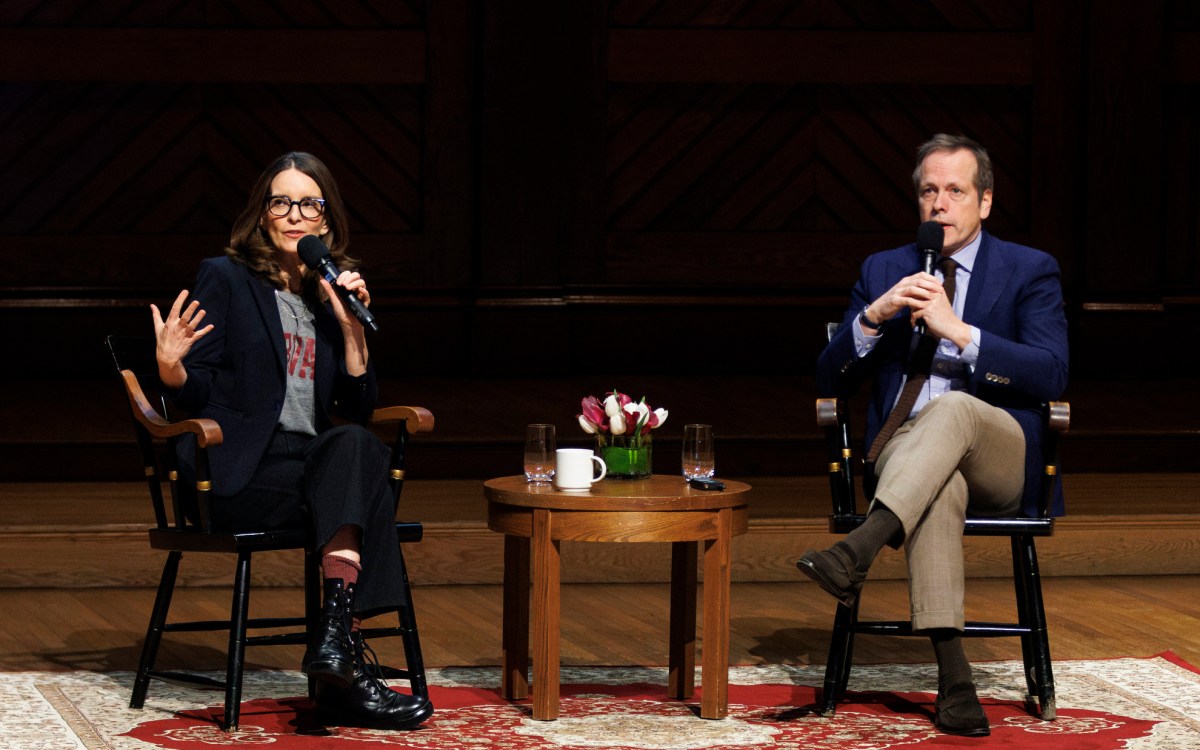 Tina Fey (left) and Robert Carlock ’95.