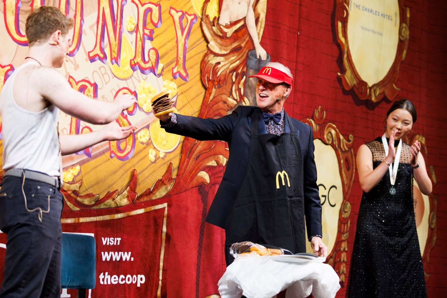 Michael Keaton onstage at Farkas Hall.