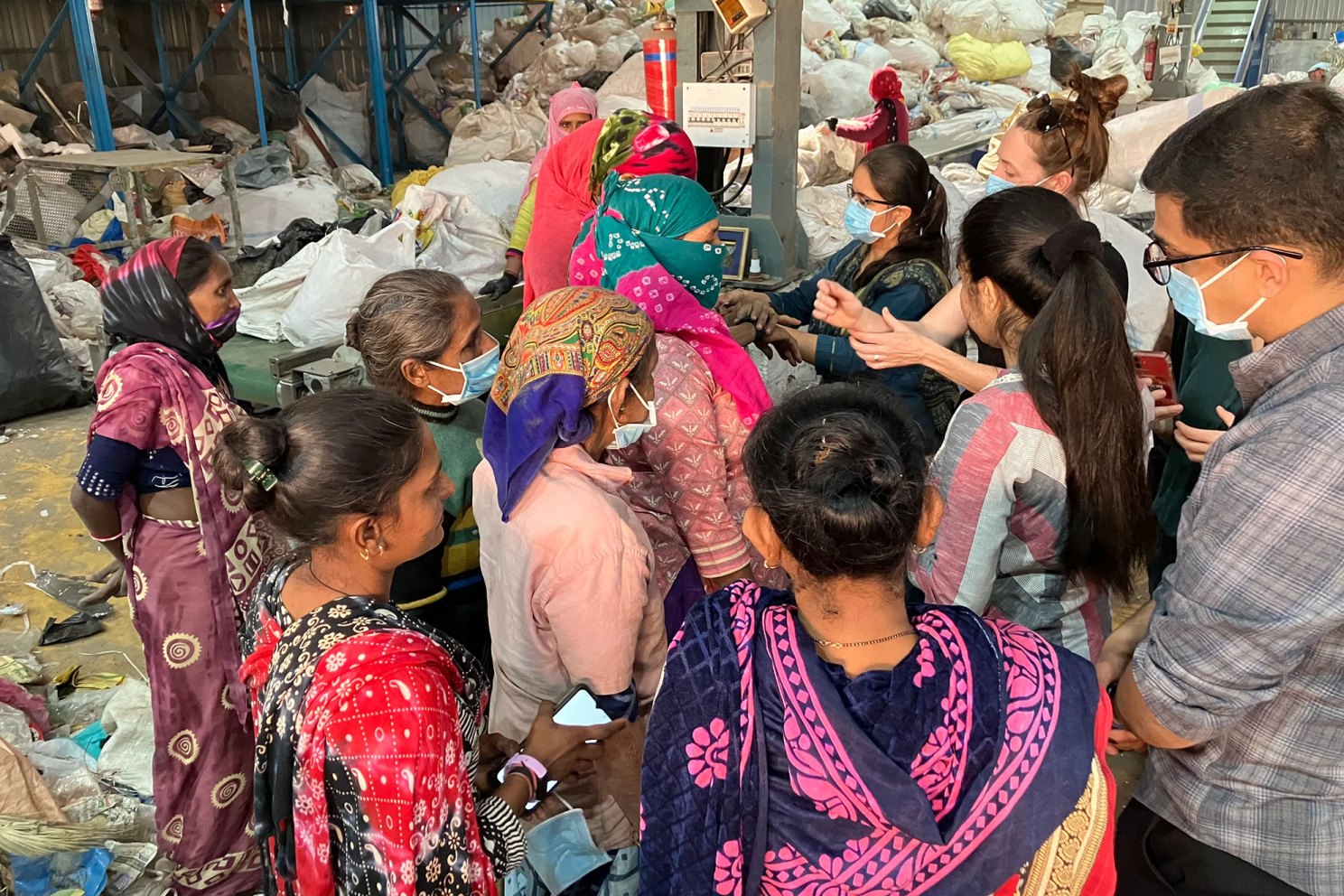 Harvard team at a recycling plant.