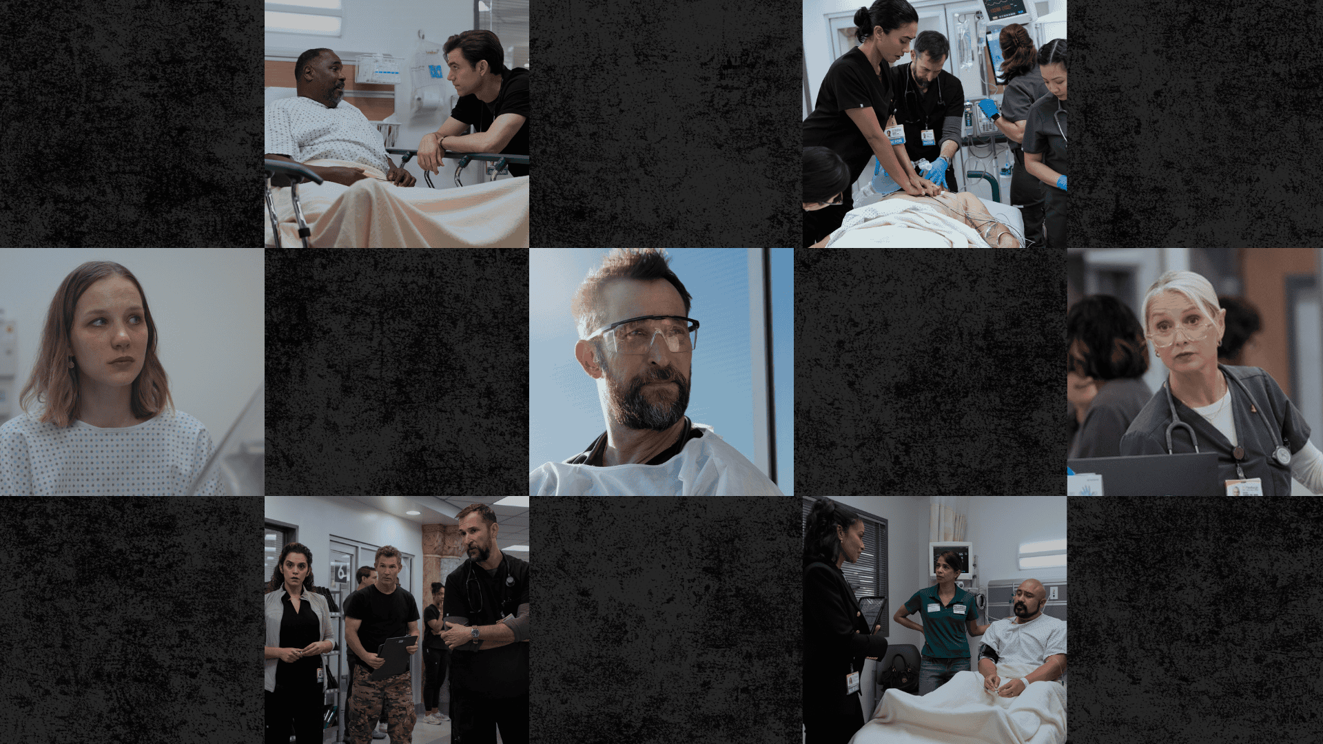 various scenes from the show "the pitt"