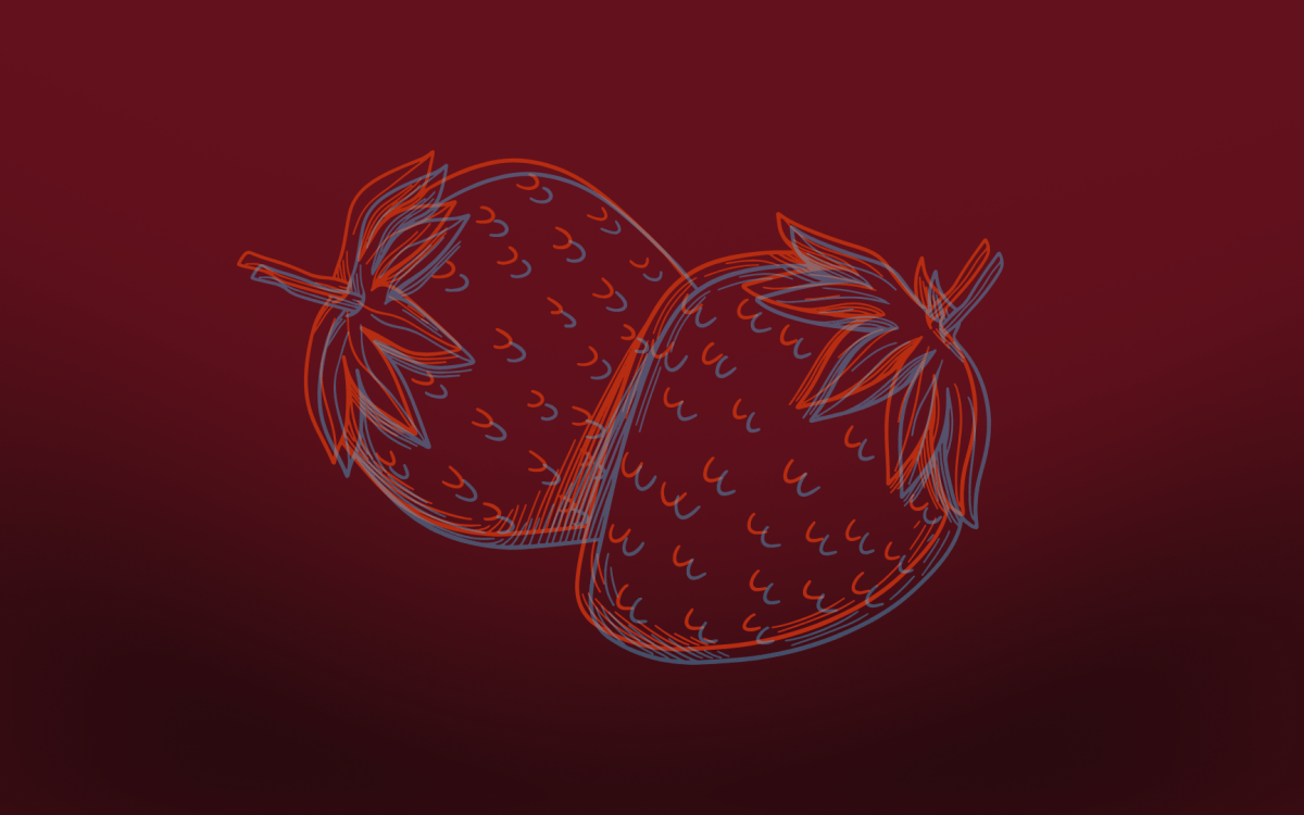 Illustration of two strawberries.