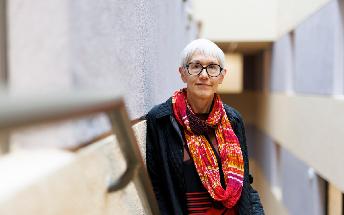 Ann Forsyth standing in a stairwell.