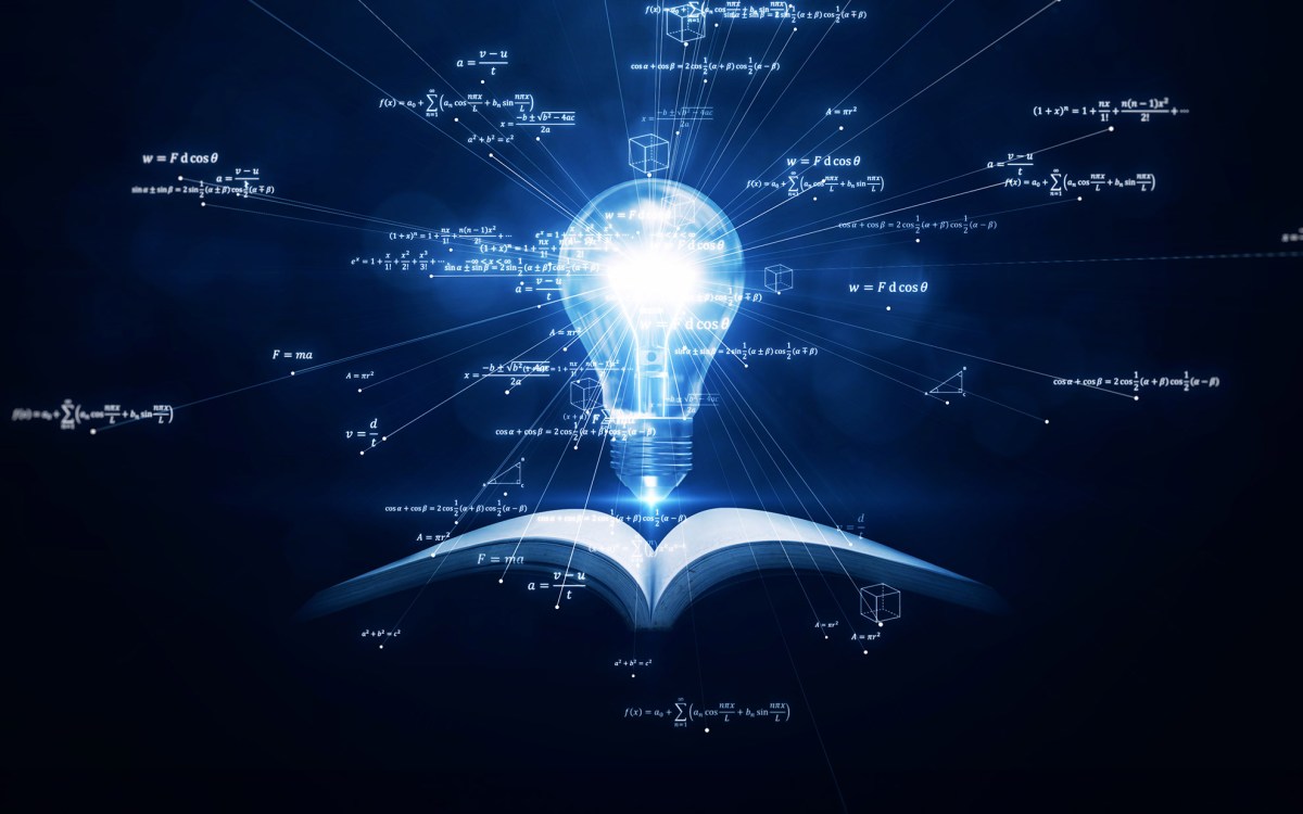 A glowing lightbulb emerges from an open book, symbolizing knowledge, intelligence,