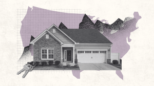 house, USA map, and house keys