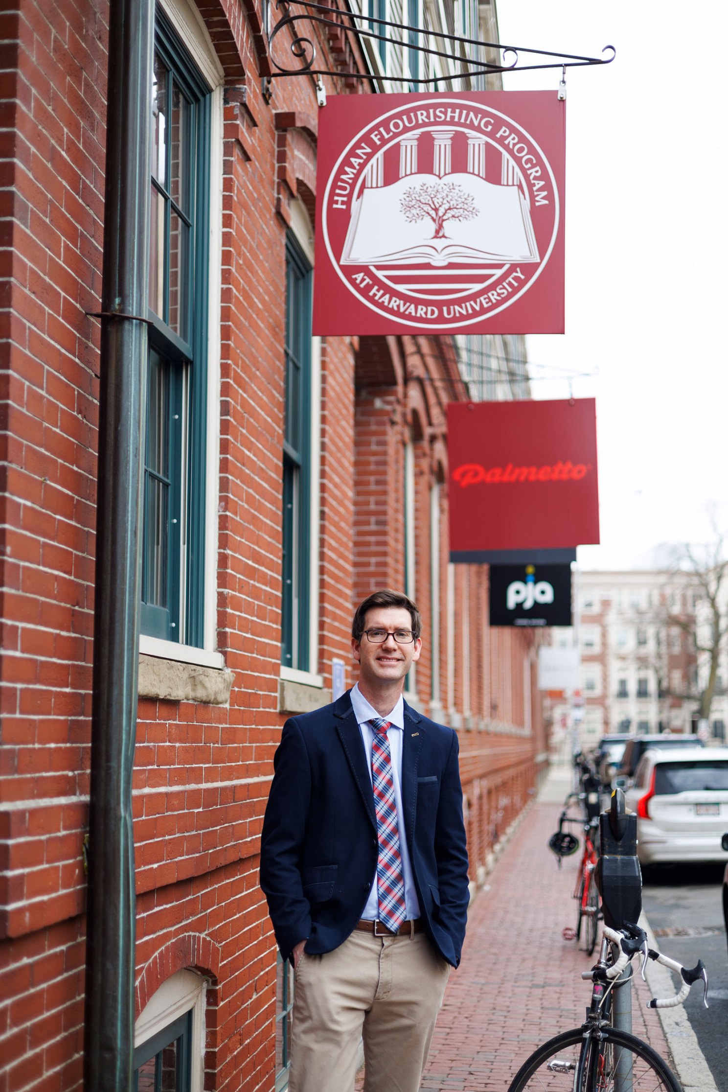 Richard Cowden pictured on outside the Human Flourishing office.