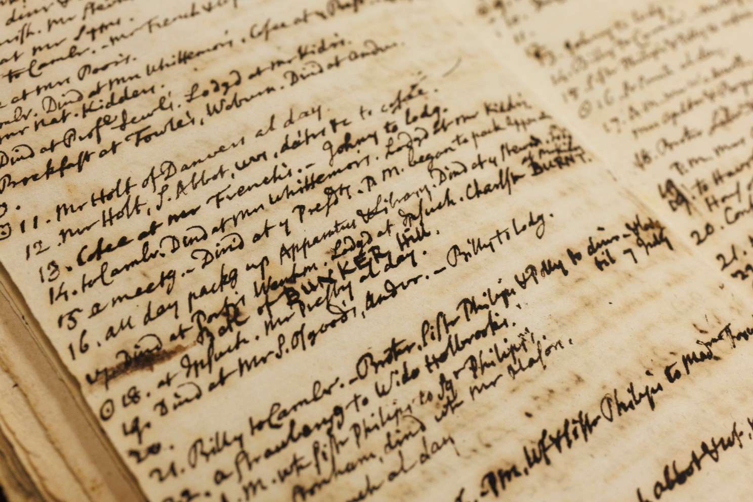 Detail from John Winthrop’s 1775 annotated almanac