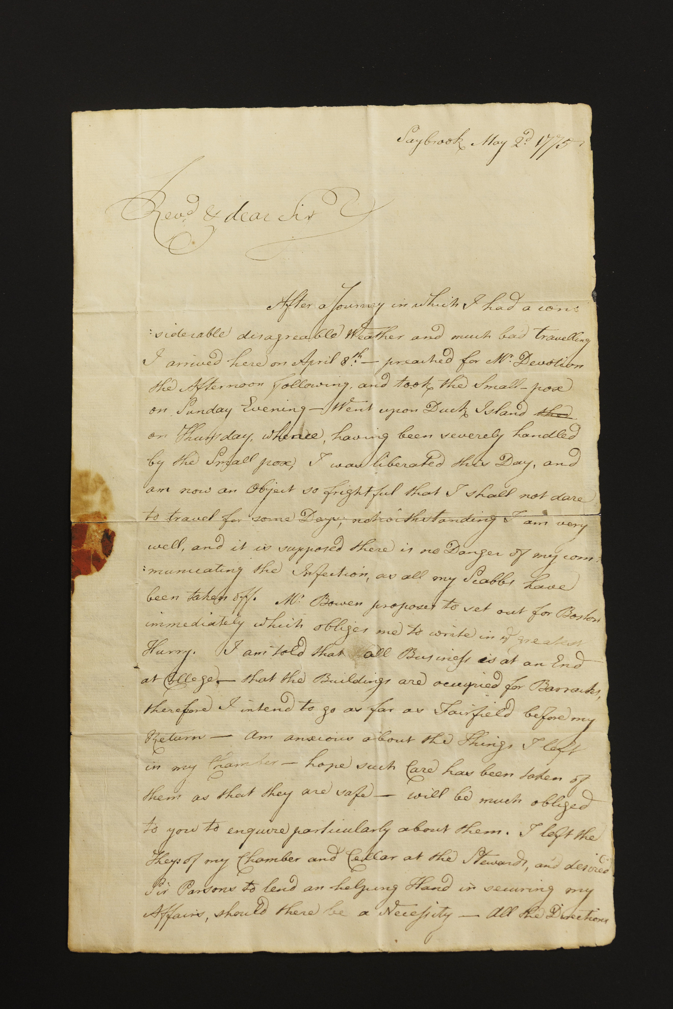 A photo of a letter by Caleb Gannet, 