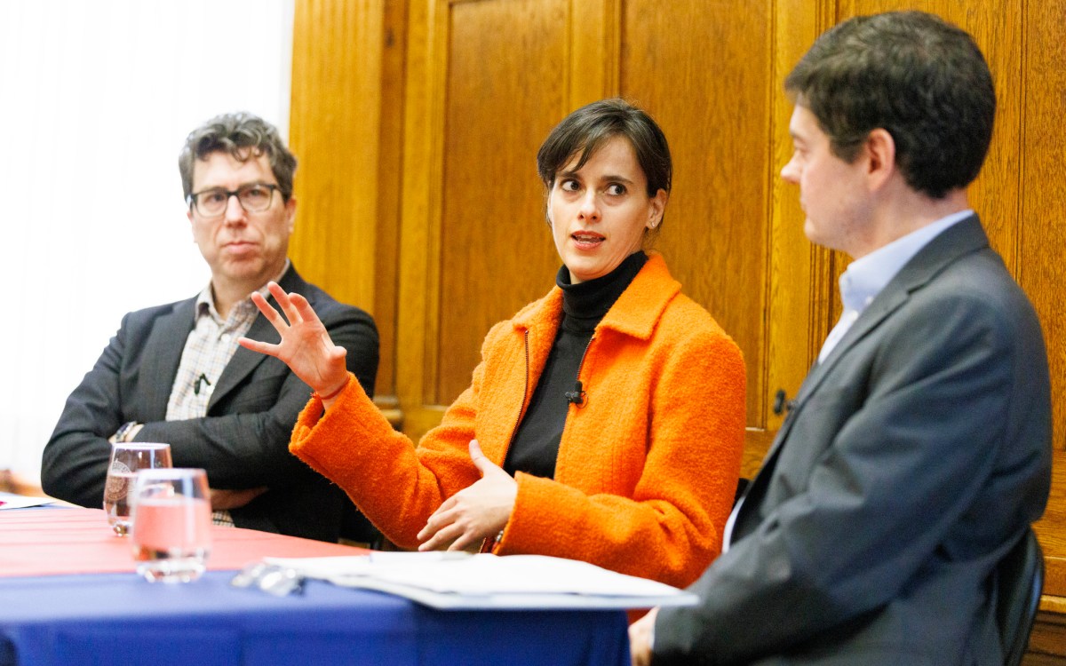 Jonathan Zittrain (left), Carissa Véliz, and Eric Beerbohm.