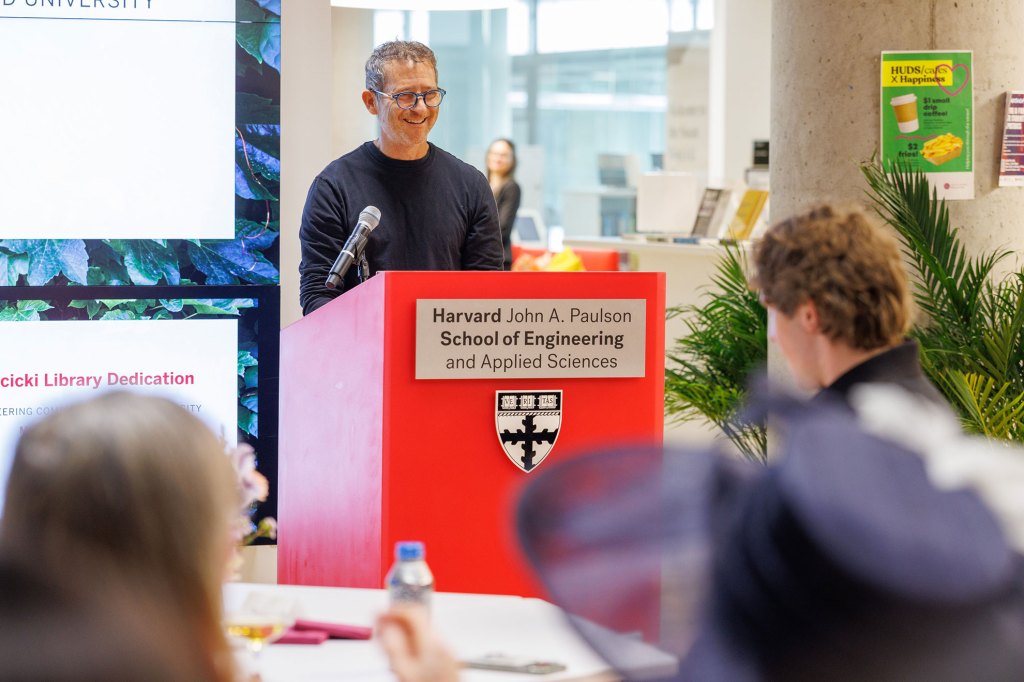 Dennis Troper speaks at the Susan Wojcicki Library Dedication