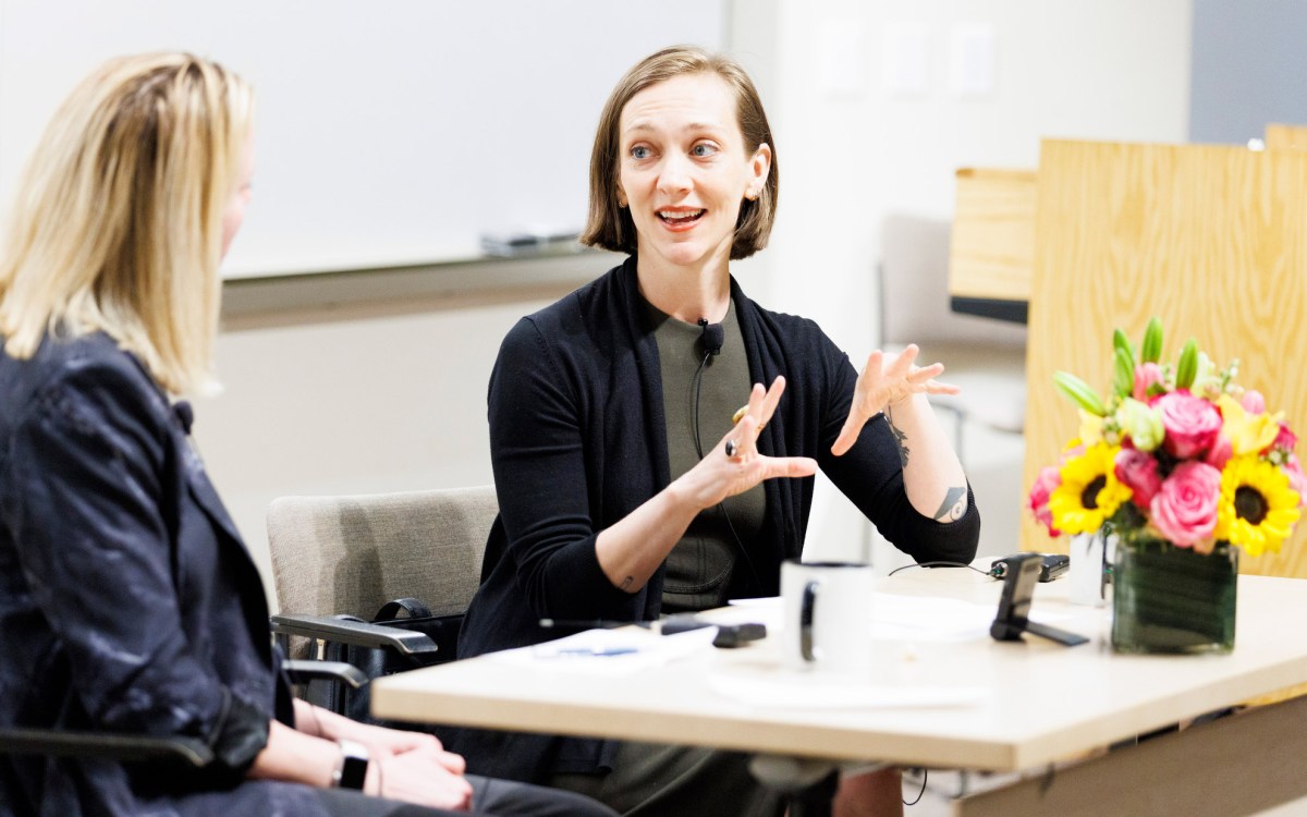 Catherine Lacey (right) during a conversation with Laura van den Berg.