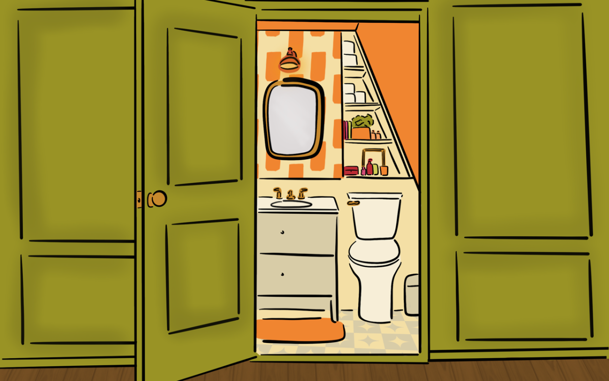 open door to bathroom