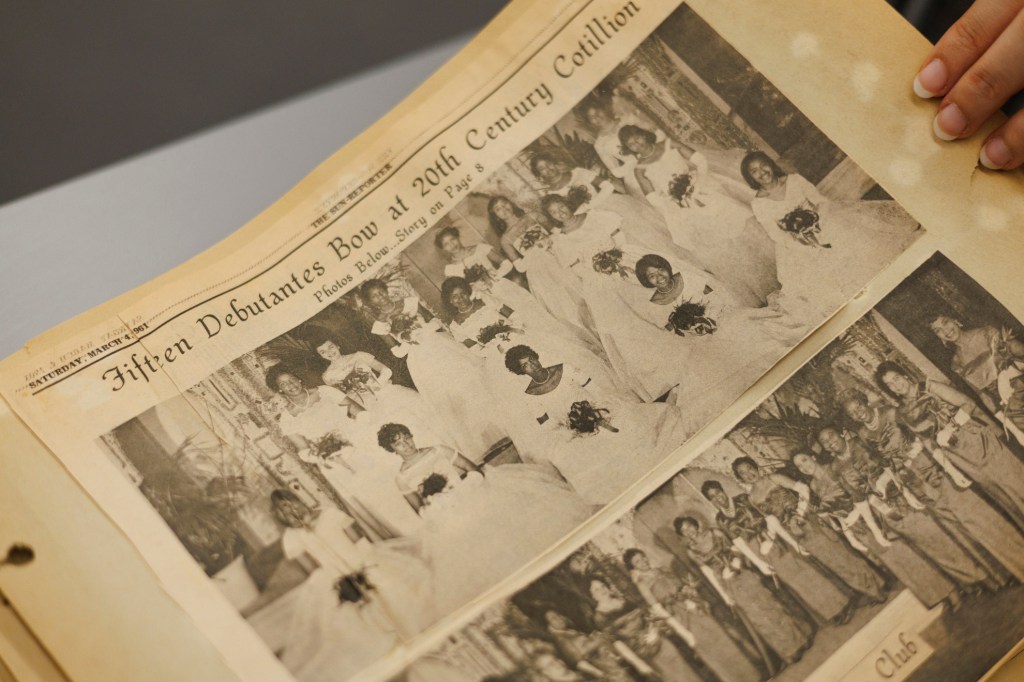 Newspaper clippings of cotillion announcements from the Chatman scrapbook.