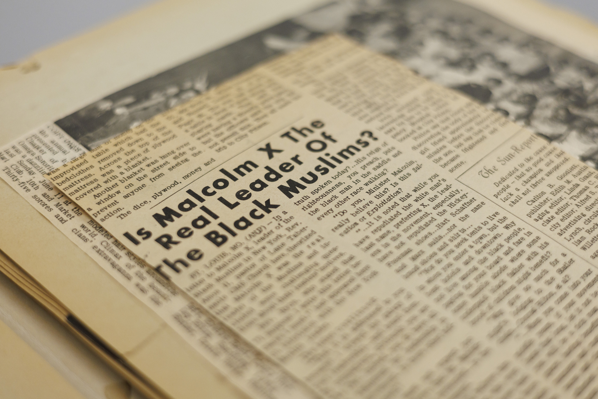 A newspaper clipping of Chatman's daughter, Gwendolyn. The reverse side of this clipping (pictured) features an article titled “Is Malcolm X The Real Leader of the Black Muslims?”.