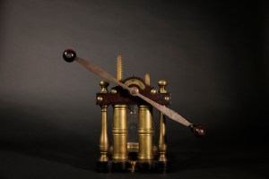A photo of a double-barreled air pump from 1770
