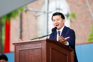 Ronny Chieng adresses Harvard seniors.
