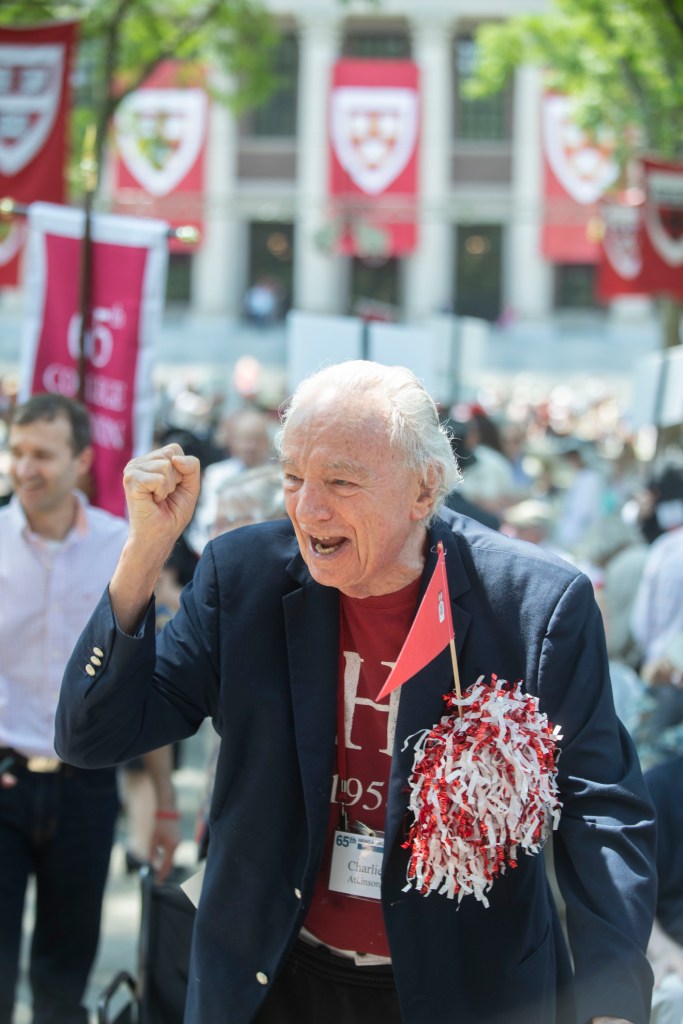 Charlie Atkinson celebrates his 65th reunion during Harvard Alumni Day, 2023.