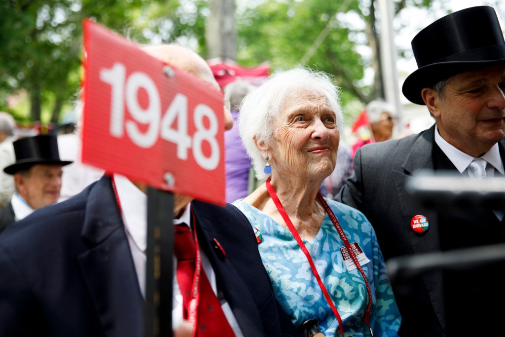 Joan Gordon smiles as she takes in Harvard Alumni Day, 2025.
