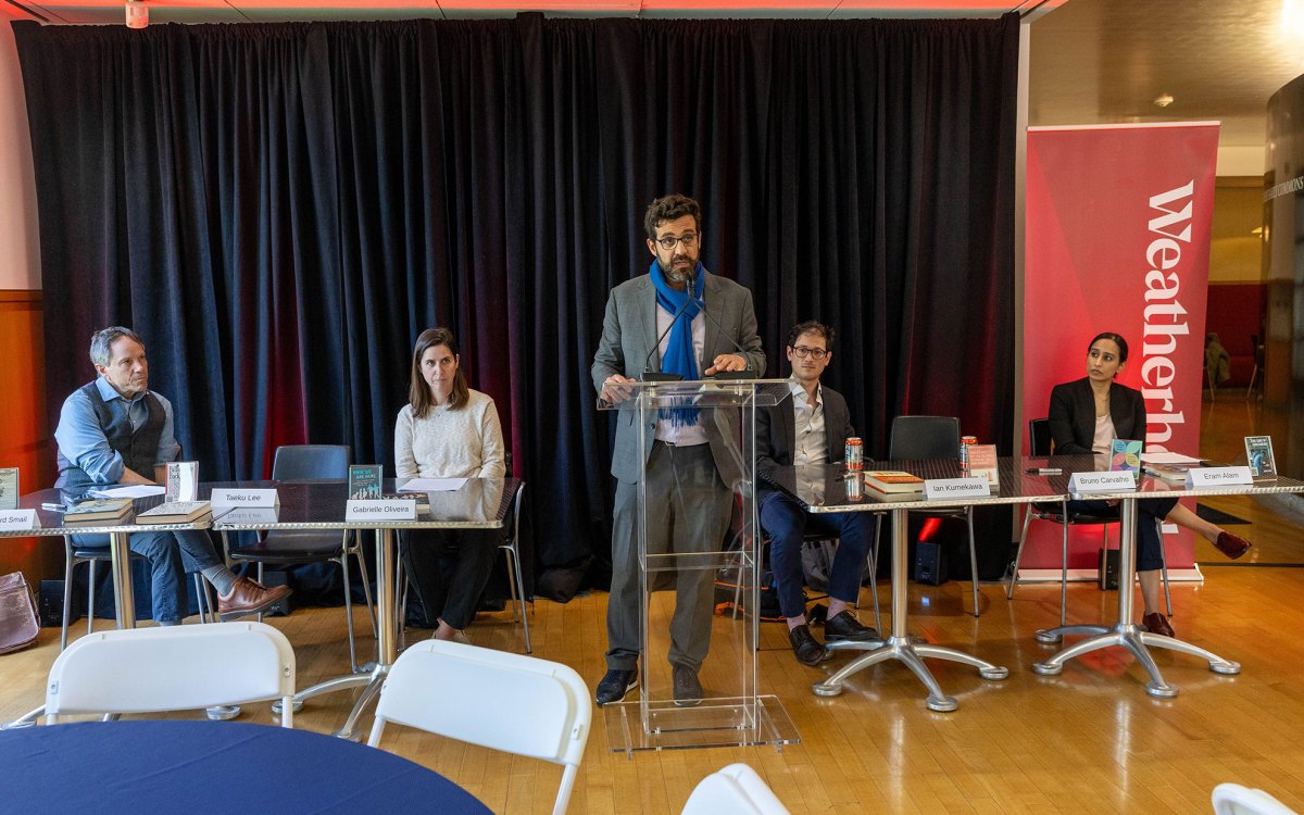 Authors Daniel Lord Smail (from left), Gabrielle Oliveira, Bruno Carvalho, Ian Kumekawa, and Eram Alam.