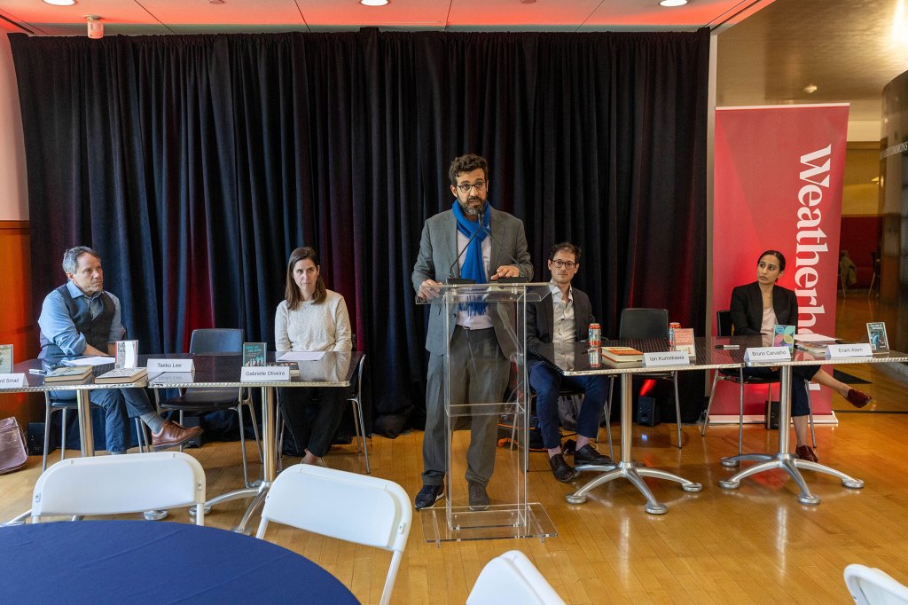 Authors Daniel Lord Smail (from left), Gabrielle Oliveira, Bruno Carvalho, Ian Kumekawa, and Eram Alam.