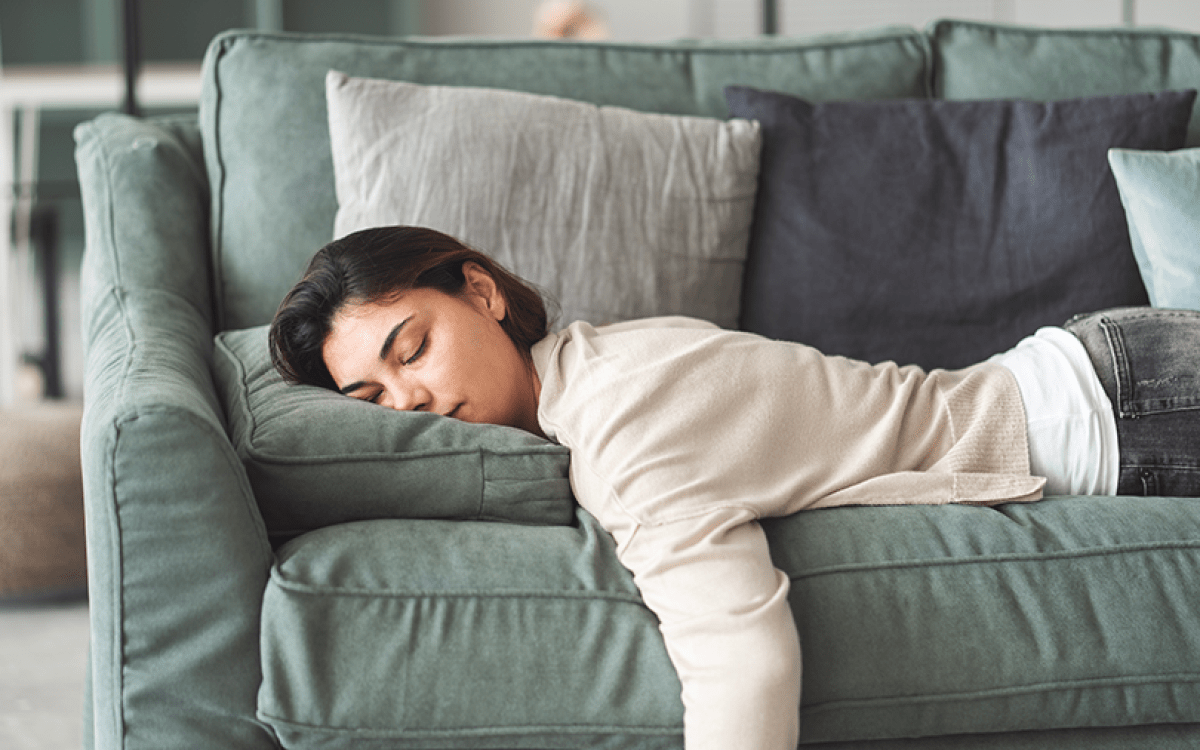 woman sleeping on the couch