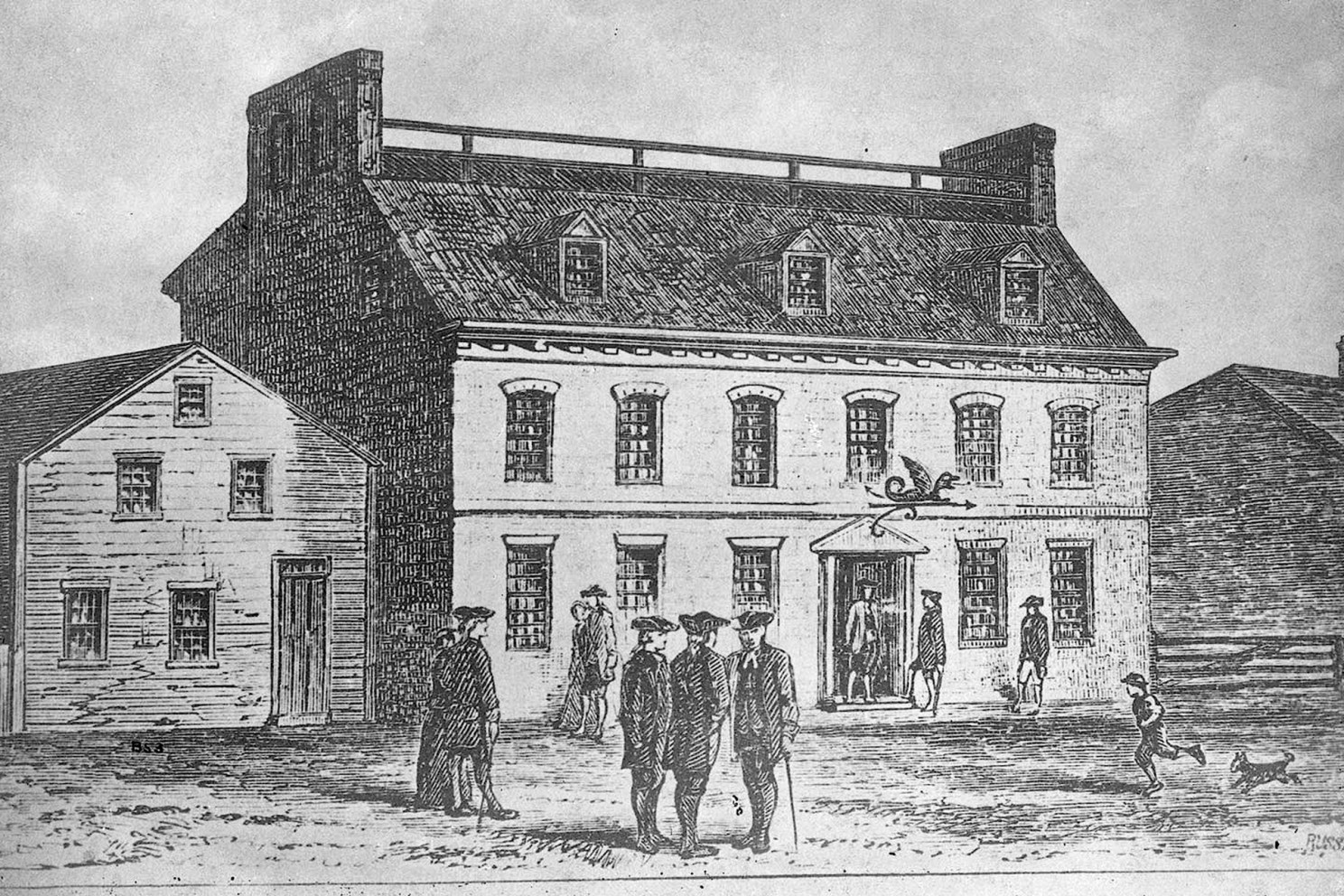 Sketch of Green Dragon Tavern.